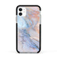 Pale Blue And Pink Marble Apple iPhone 11 in White with Black Impact Case