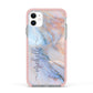 Pale Blue And Pink Marble Apple iPhone 11 in White with Pink Impact Case