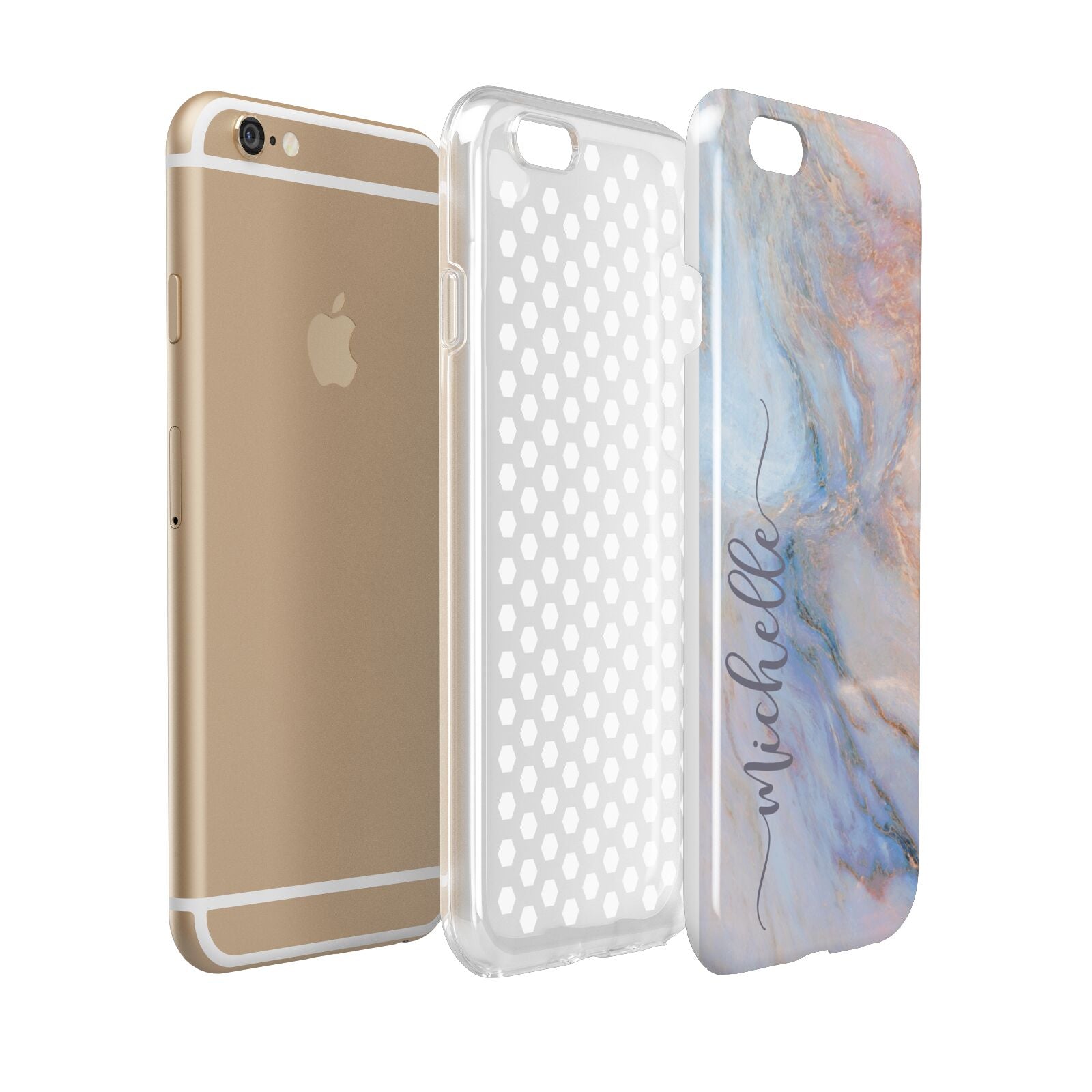 Pale Blue And Pink Marble Apple iPhone 6 3D Tough Case Expanded view