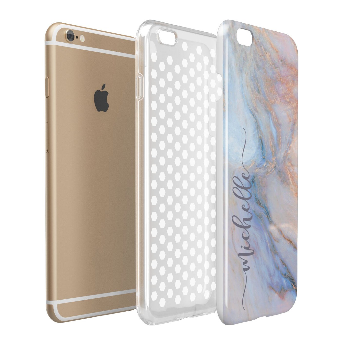 Pale Blue And Pink Marble Apple iPhone 6 Plus 3D Tough Case Expand Detail Image