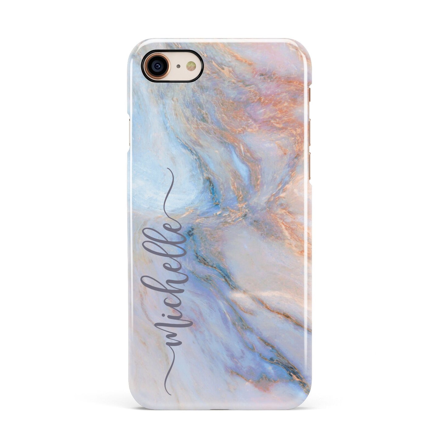 Pale Blue And Pink Marble Apple iPhone 7 8 3D Snap Case