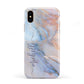 Pale Blue And Pink Marble Apple iPhone XS 3D Tough