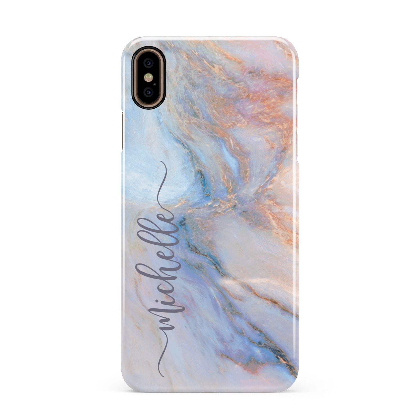Pale Blue And Pink Marble Apple iPhone Xs Max 3D Snap Case