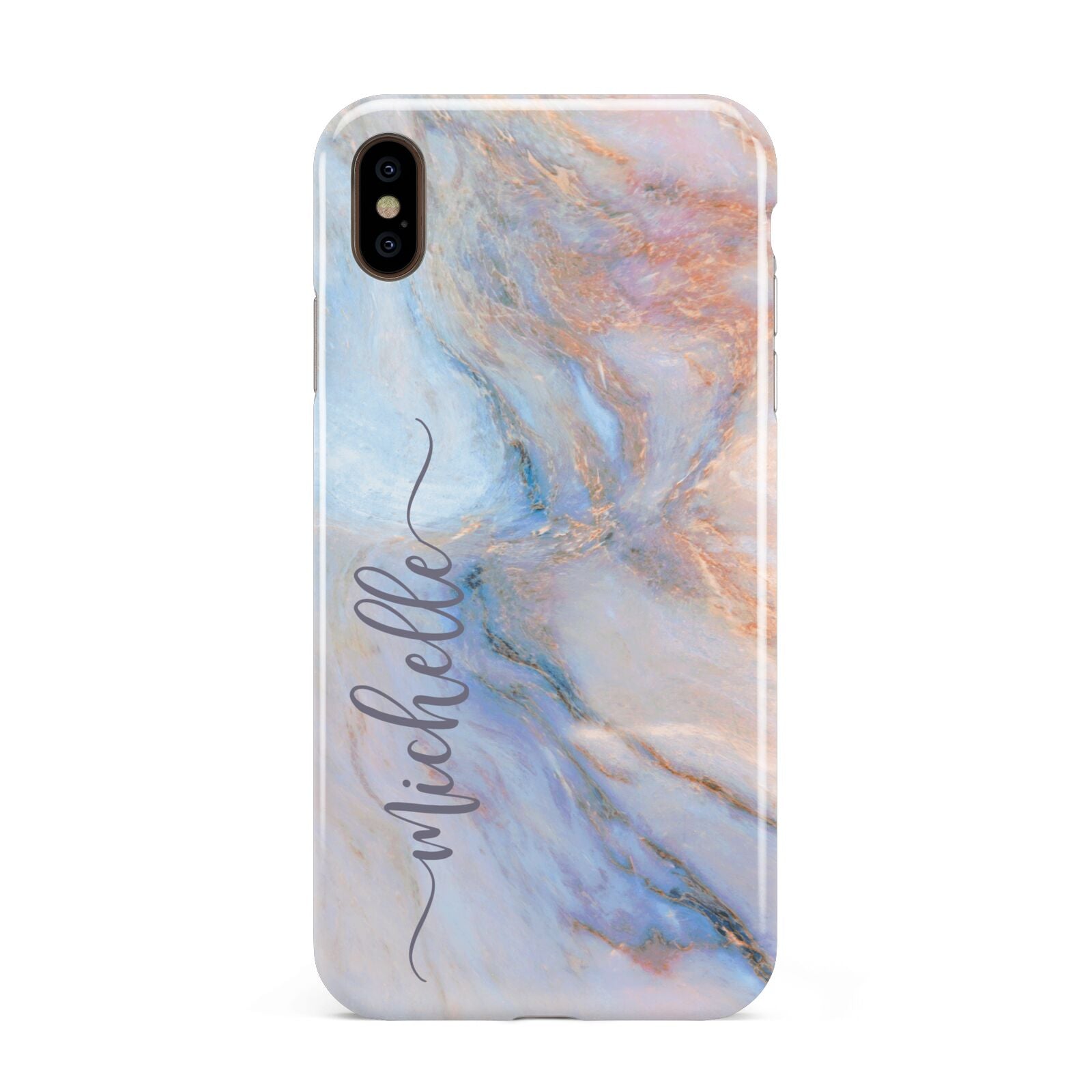 Pale Blue And Pink Marble Apple iPhone Xs Max 3D Tough Case