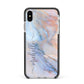 Pale Blue And Pink Marble Apple iPhone Xs Max Impact Case Black Edge on Silver Phone
