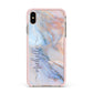 Pale Blue And Pink Marble Apple iPhone Xs Max Impact Case Pink Edge on Gold Phone