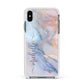 Pale Blue And Pink Marble Apple iPhone Xs Max Impact Case White Edge on Black Phone