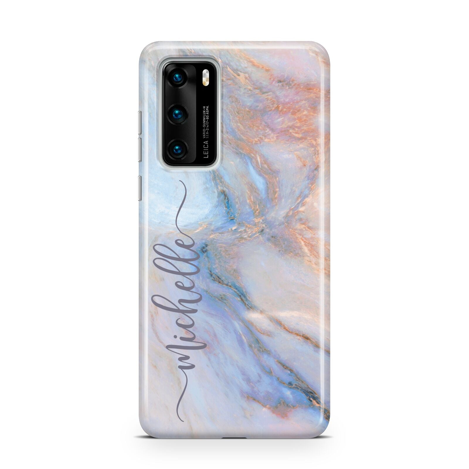 Pale Blue And Pink Marble Huawei P40 Phone Case