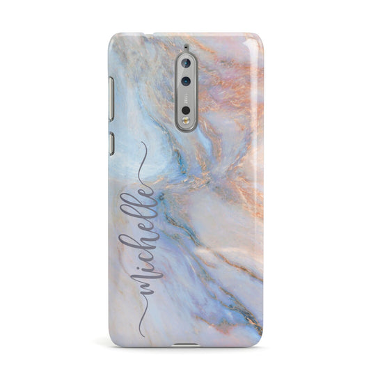 Pale Blue And Pink Marble Nokia Case