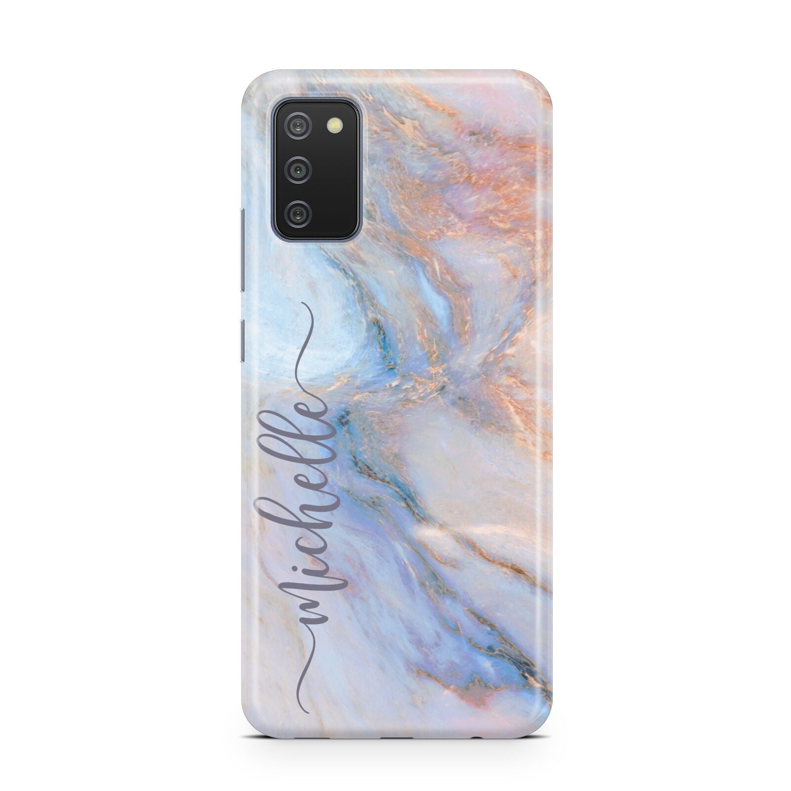 Pale Blue And Pink Marble Samsung A02s Case