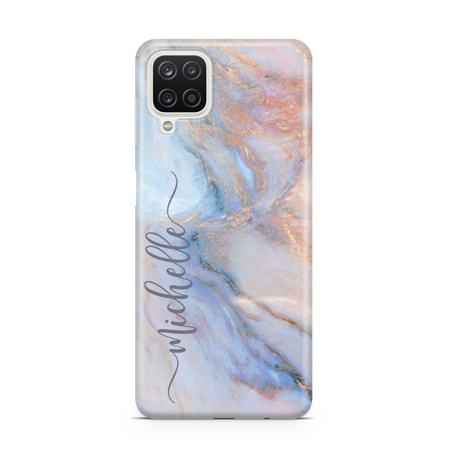 Pale Blue And Pink Marble Samsung A12 Case