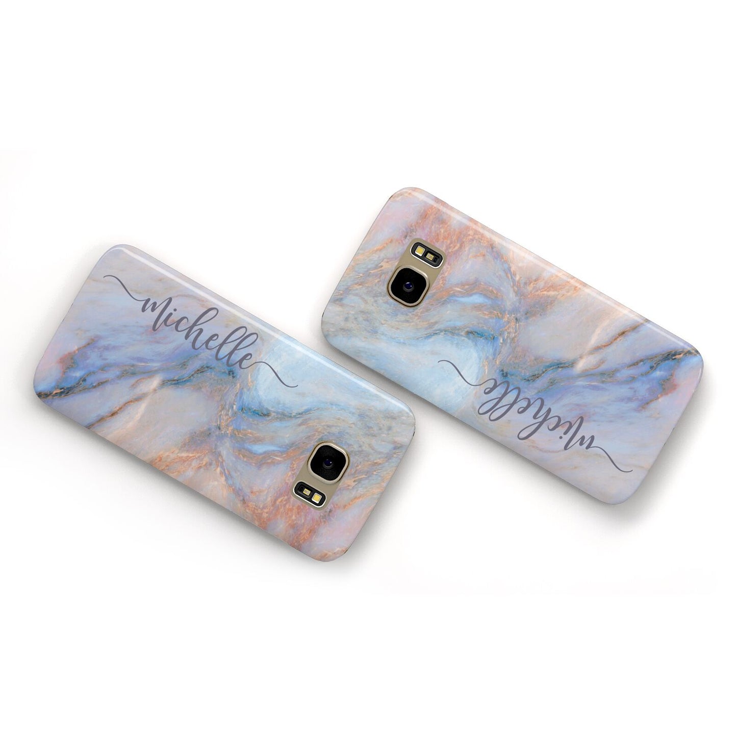 Pale Blue And Pink Marble Samsung Galaxy Case Flat Overview