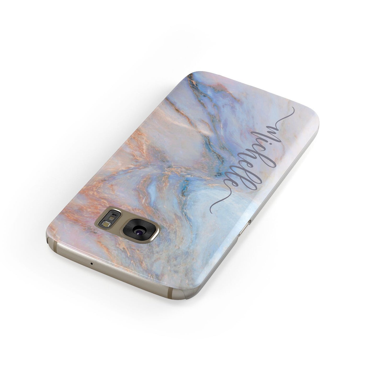 Pale Blue And Pink Marble Samsung Galaxy Case Front Close Up