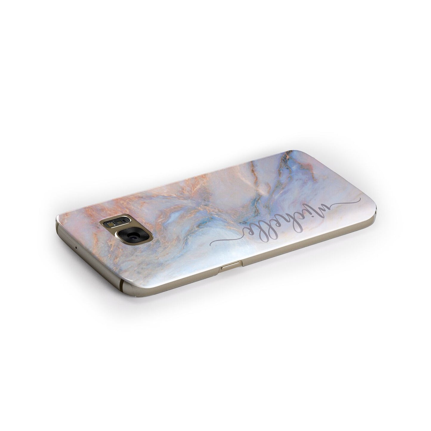 Pale Blue And Pink Marble Samsung Galaxy Case Side Close Up