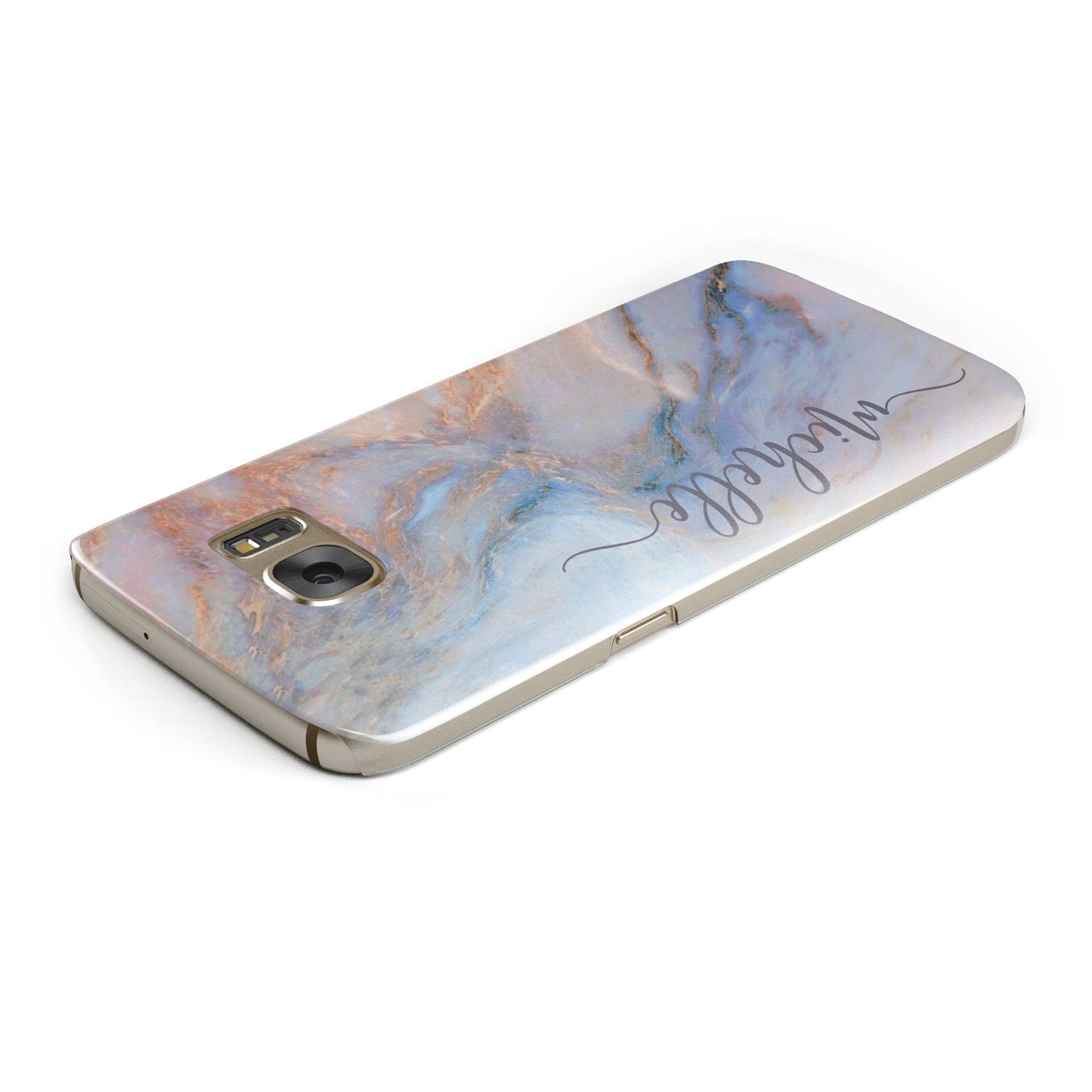 Pale Blue And Pink Marble Samsung Galaxy Case Top Cutout