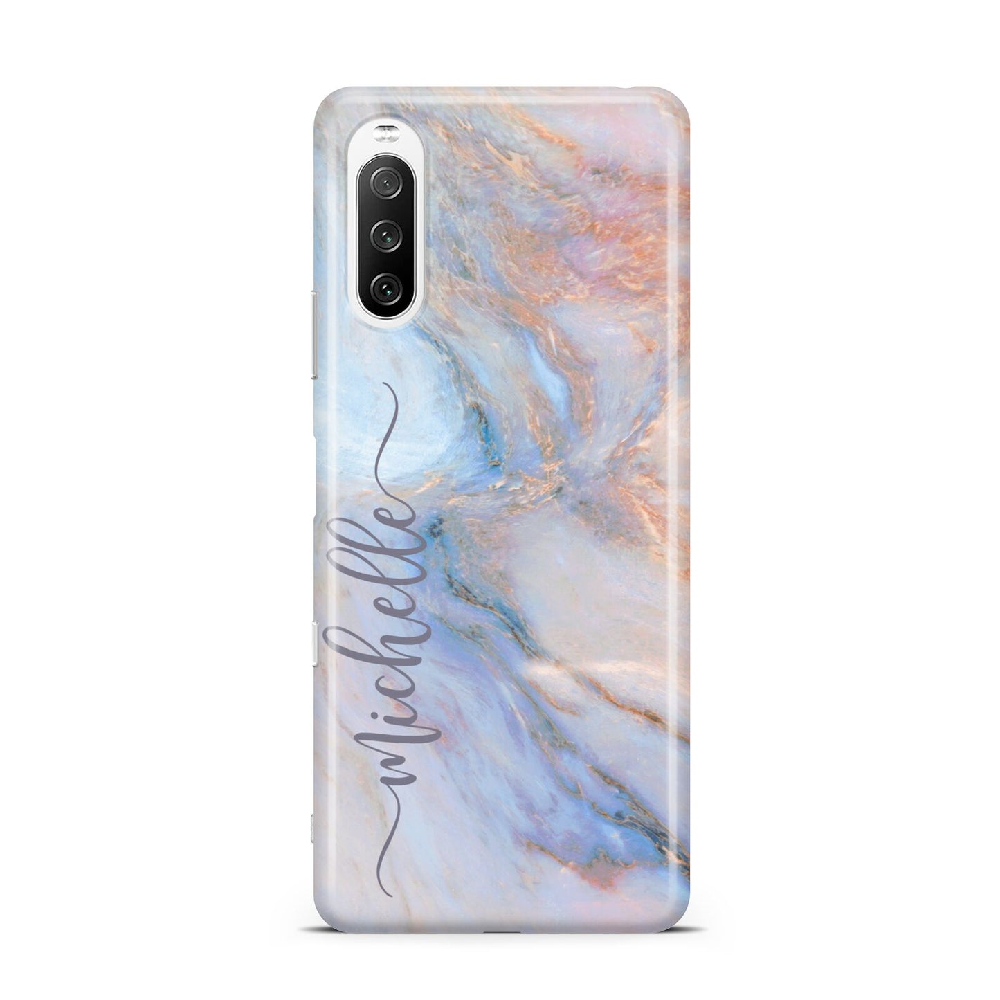 Pale Blue And Pink Marble Sony Xperia 10 III Case