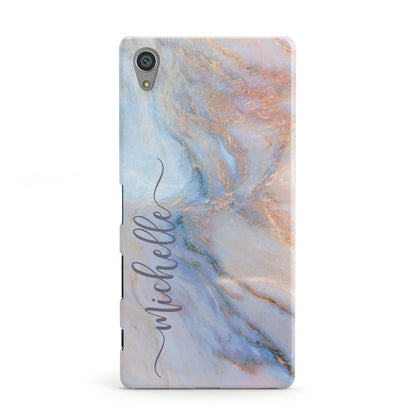 Pale Blue And Pink Marble Sony Xperia Case