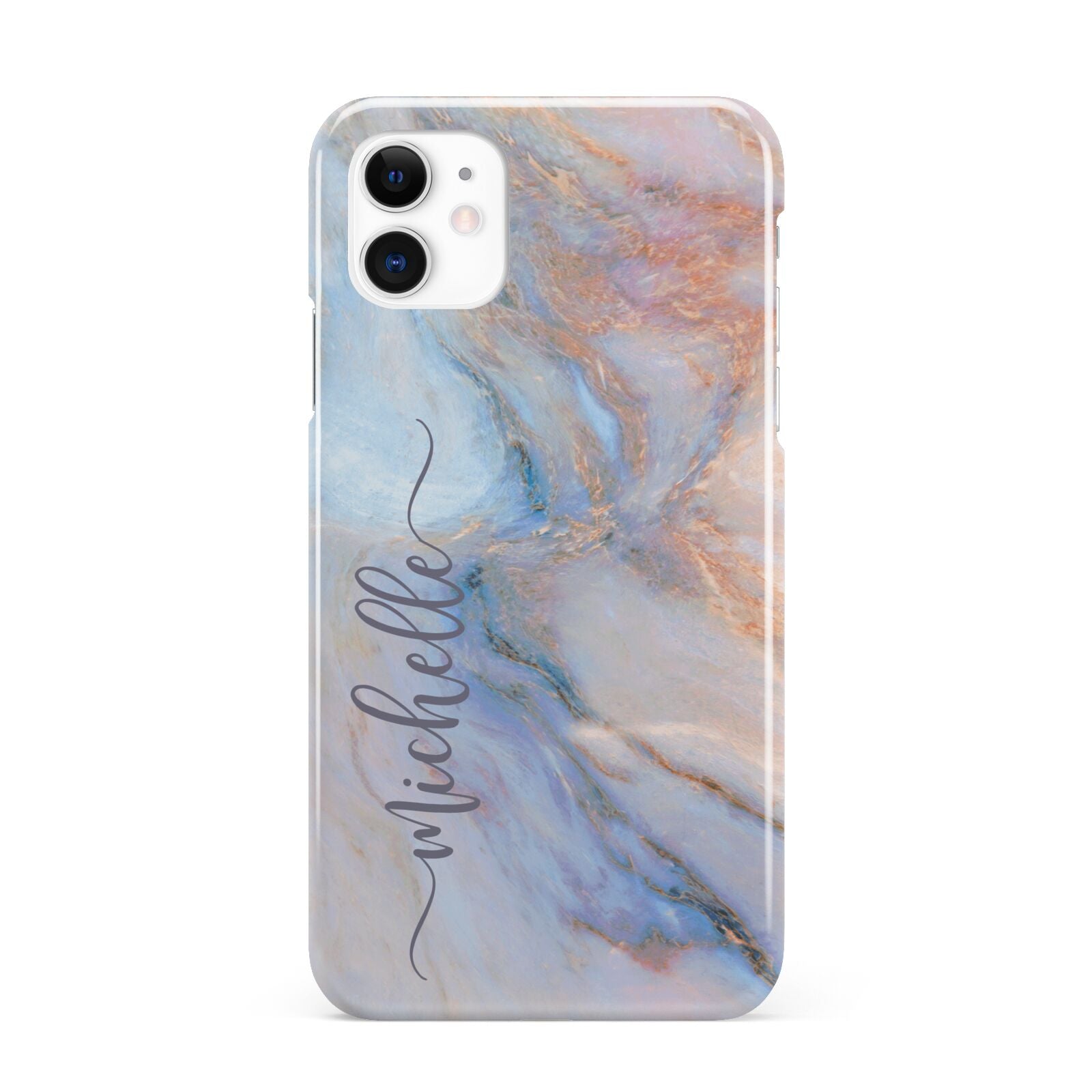 Pale Blue And Pink Marble iPhone 11 3D Snap Case