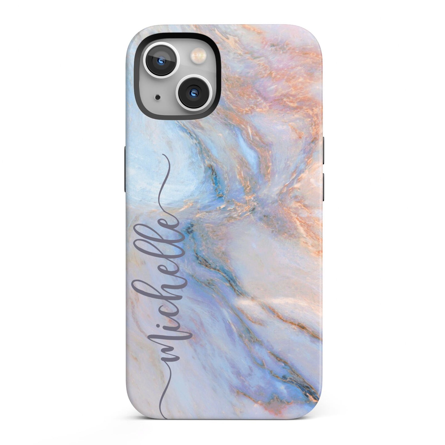 Pale Blue And Pink Marble iPhone 13 Full Wrap 3D Tough Case