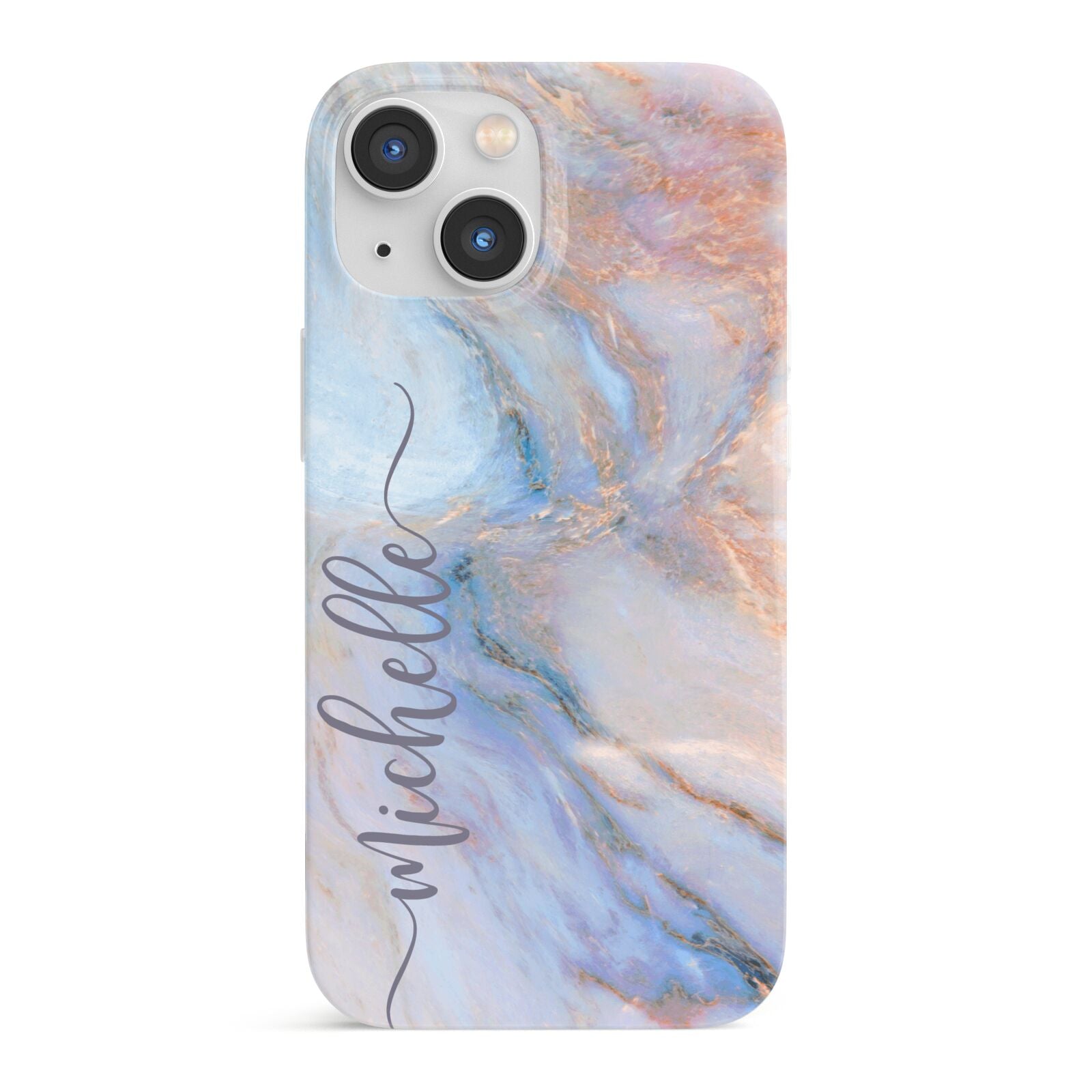 Pale Blue And Pink Marble iPhone 13 Mini Full Wrap 3D Snap Case