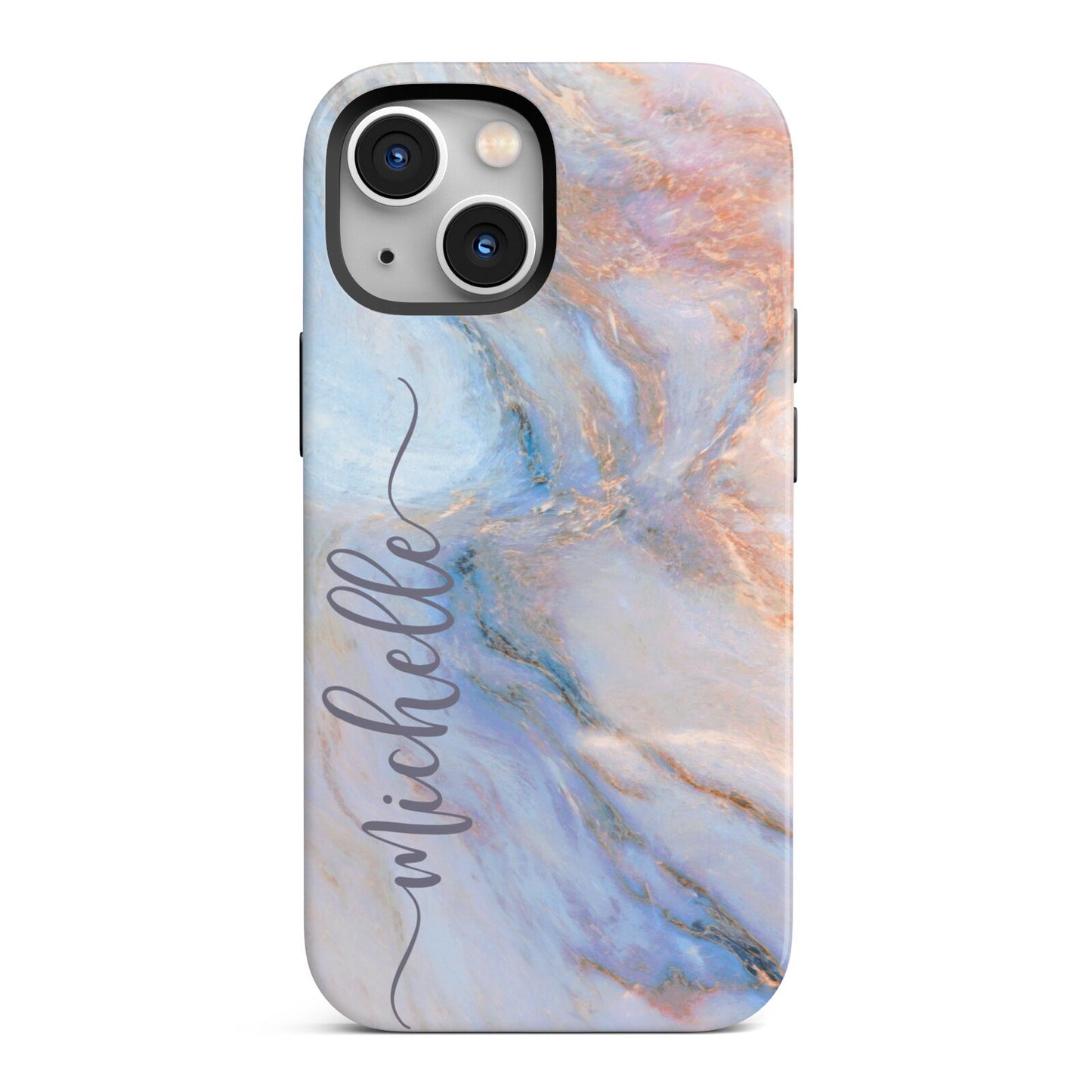 Pale Blue And Pink Marble iPhone 13 Mini Full Wrap 3D Tough Case