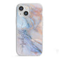 Pale Blue And Pink Marble iPhone 13 Mini TPU Impact Case with White Edges