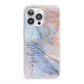 Pale Blue And Pink Marble iPhone 13 Pro Clear Bumper Case