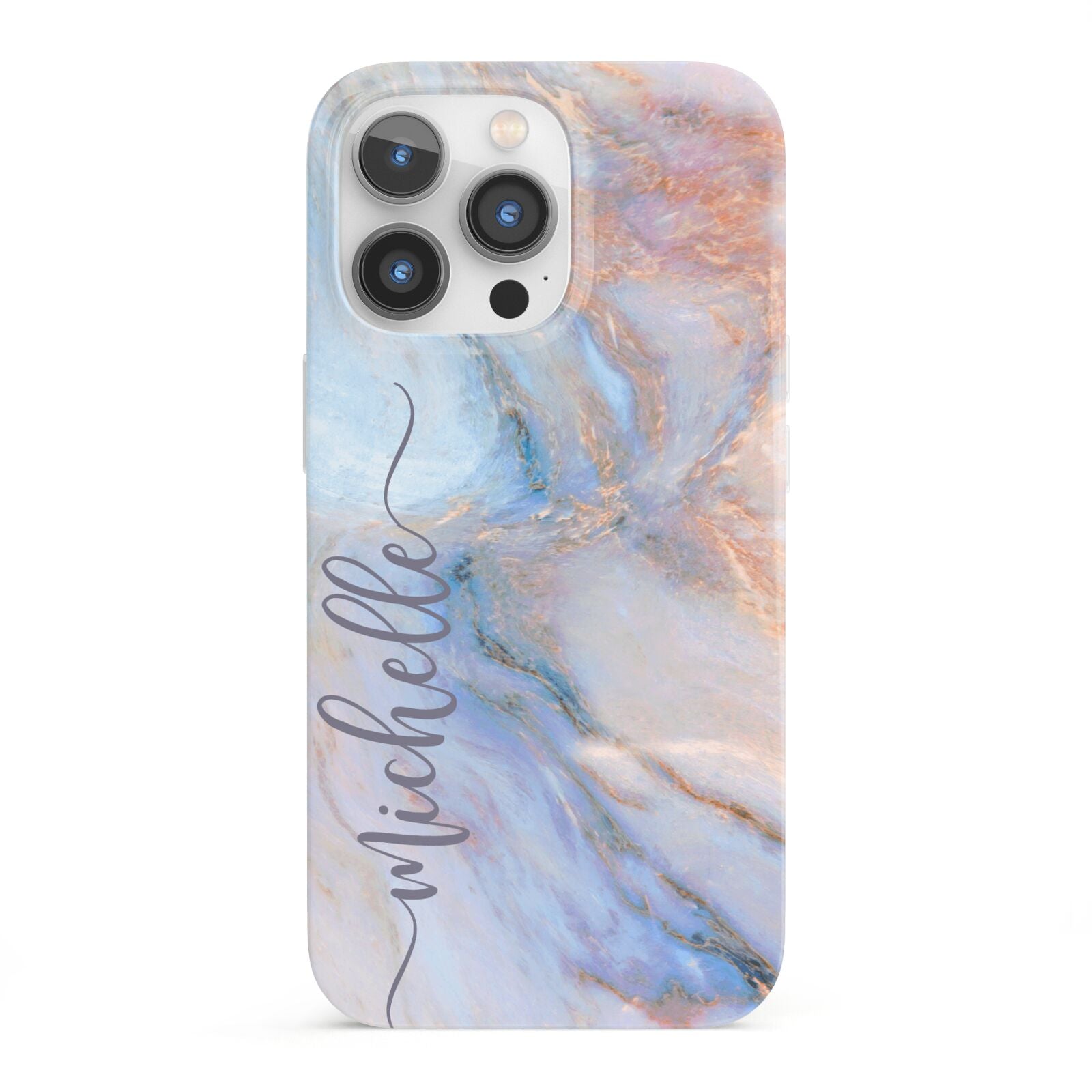 Pale Blue And Pink Marble iPhone 13 Pro Full Wrap 3D Snap Case