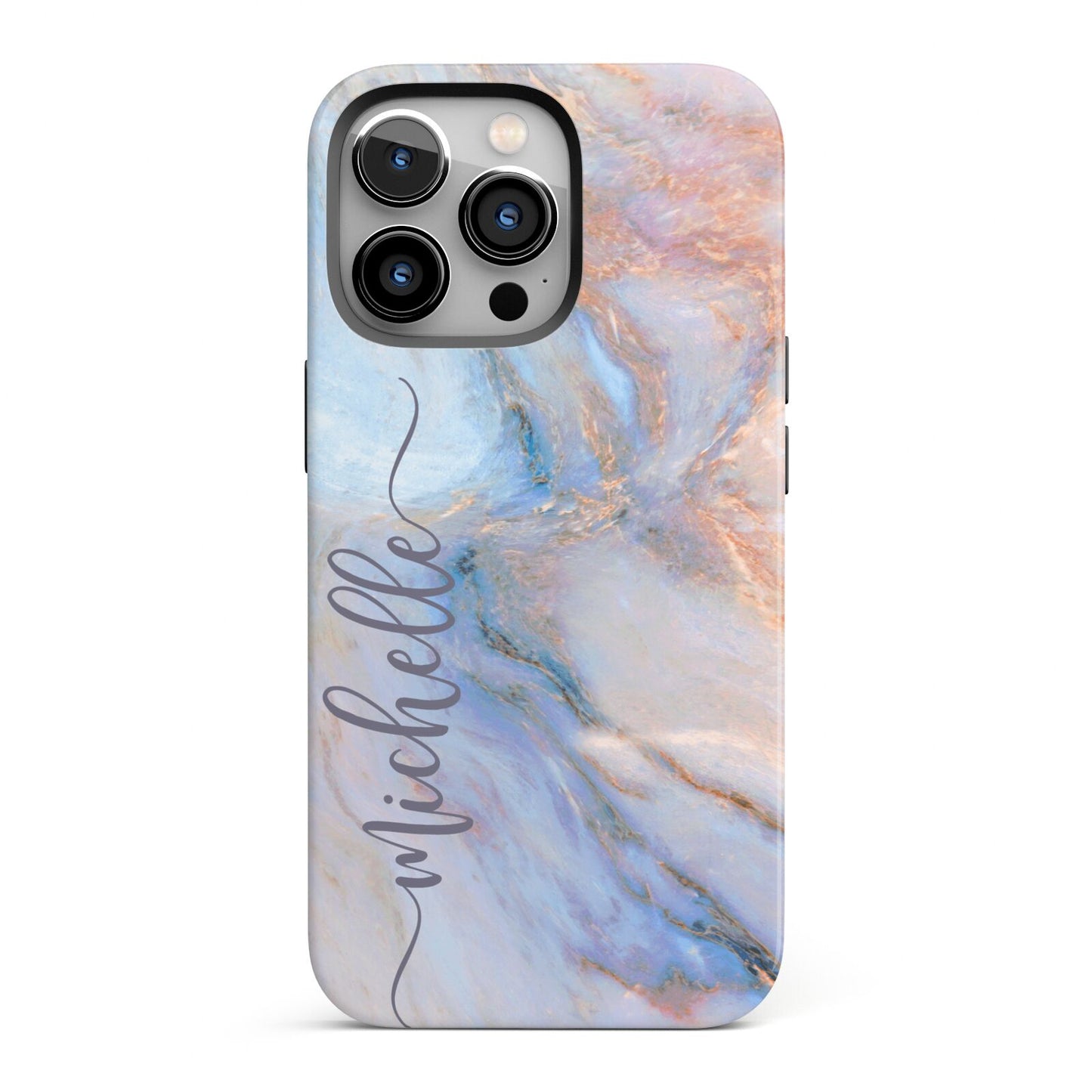 Pale Blue And Pink Marble iPhone 13 Pro Full Wrap 3D Tough Case