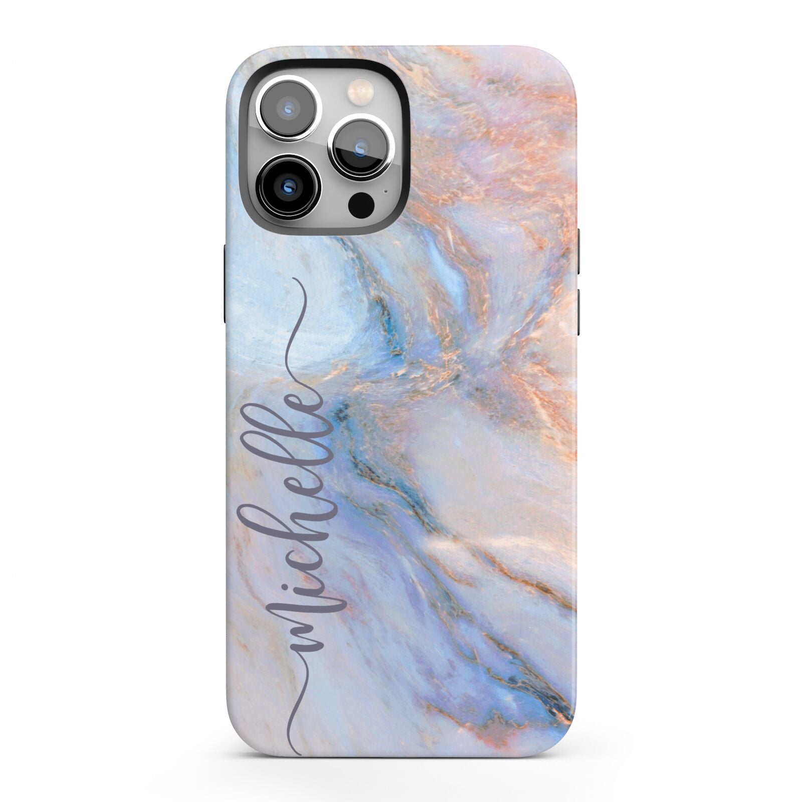 Pale Blue And Pink Marble iPhone 13 Pro Max Full Wrap 3D Tough Case