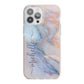 Pale Blue And Pink Marble iPhone 13 Pro Max TPU Impact Case with Pink Edges