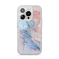 Pale Blue And Pink Marble iPhone 14 Pro Glitter Tough Case Silver