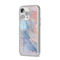 Pale Blue And Pink Marble iPhone 14 Pro Max Clear Tough Case Silver Angled Image