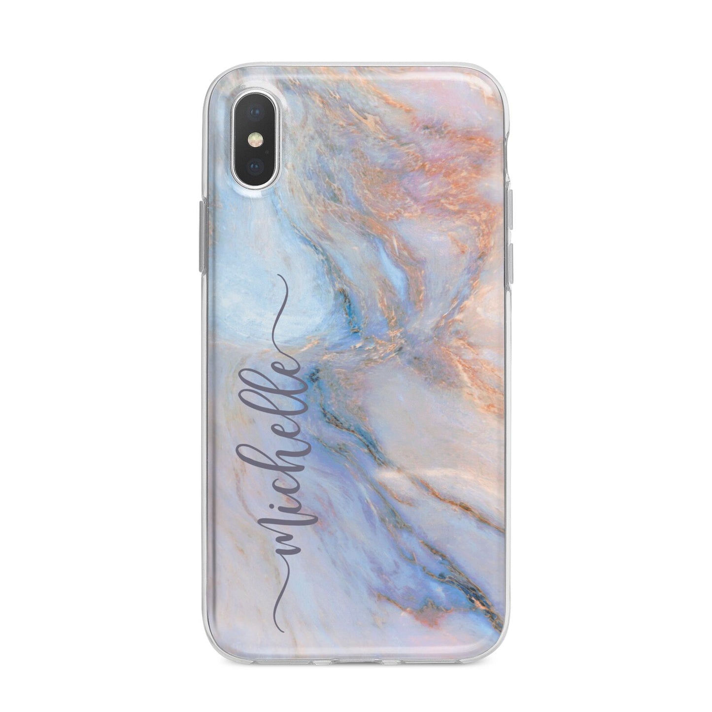 Pale Blue And Pink Marble iPhone X Bumper Case on Silver iPhone Alternative Image 1