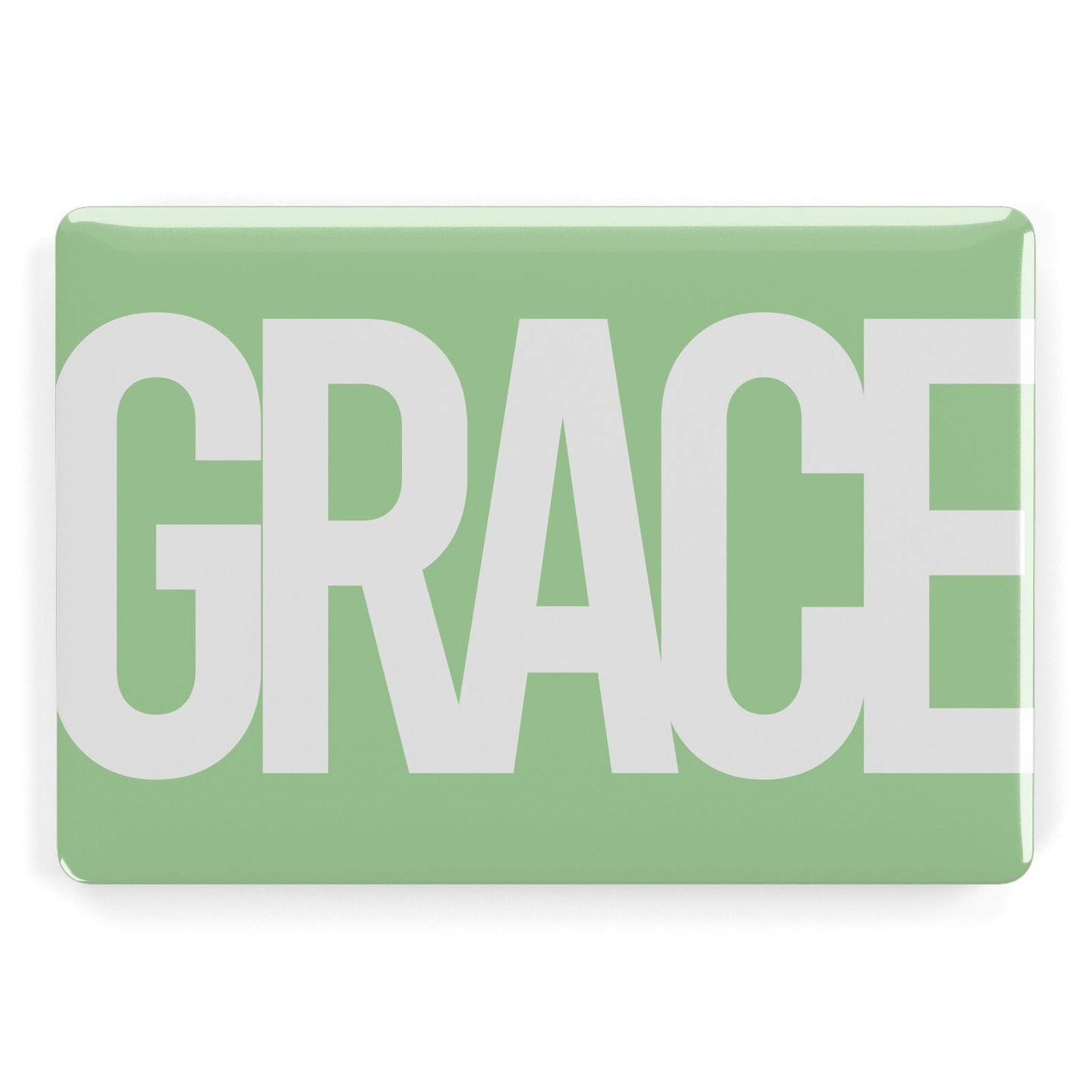 Pale Green with Bold White Text Apple MacBook Case