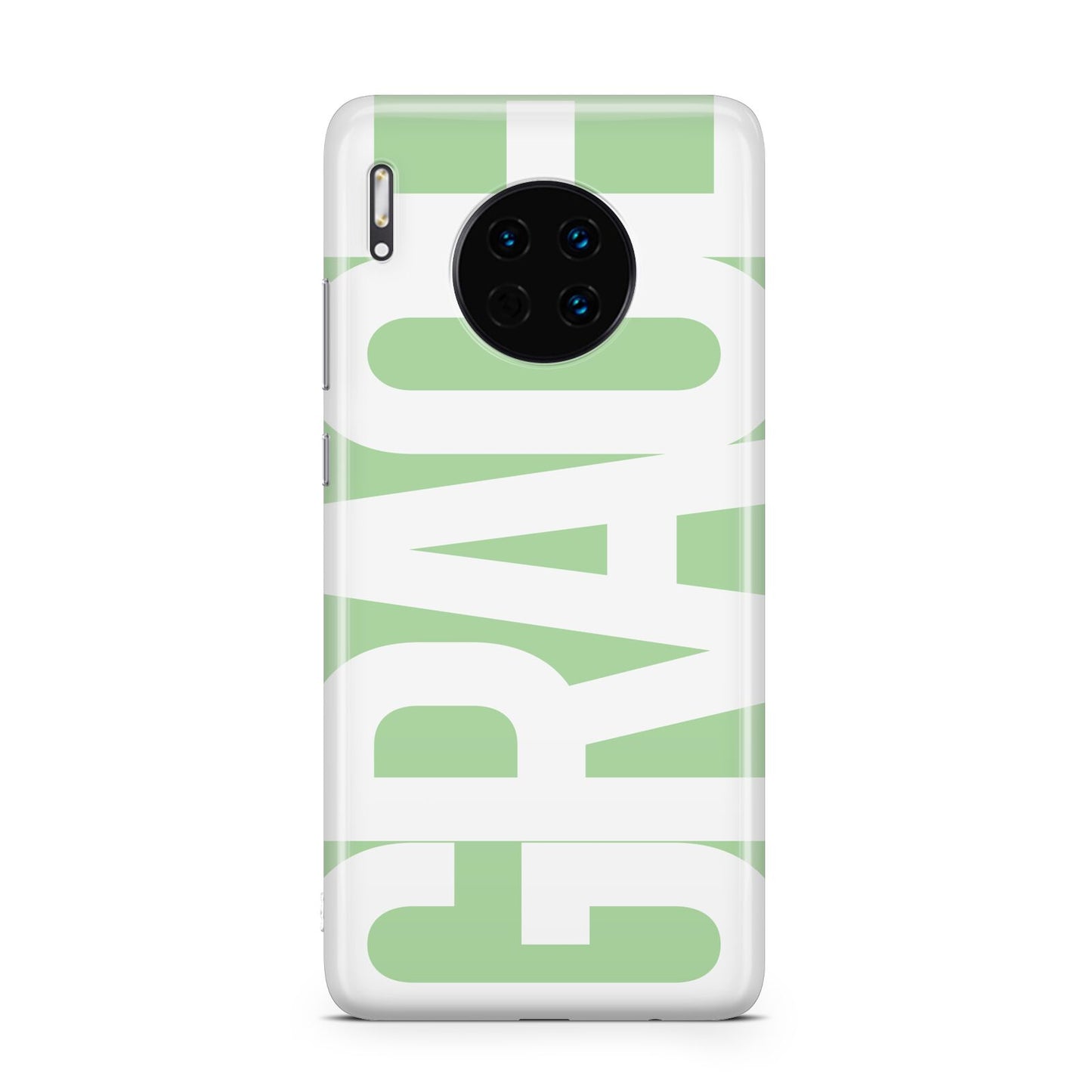 Pale Green with Bold White Text Huawei Mate 30