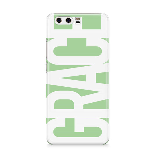 Pale Green with Bold White Text Huawei P10 Phone Case