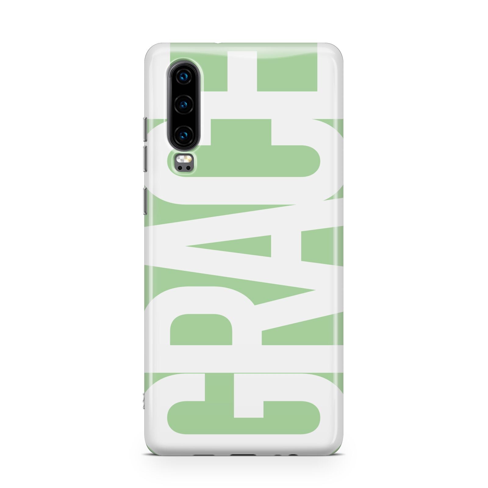 Pale Green with Bold White Text Huawei P30 Phone Case