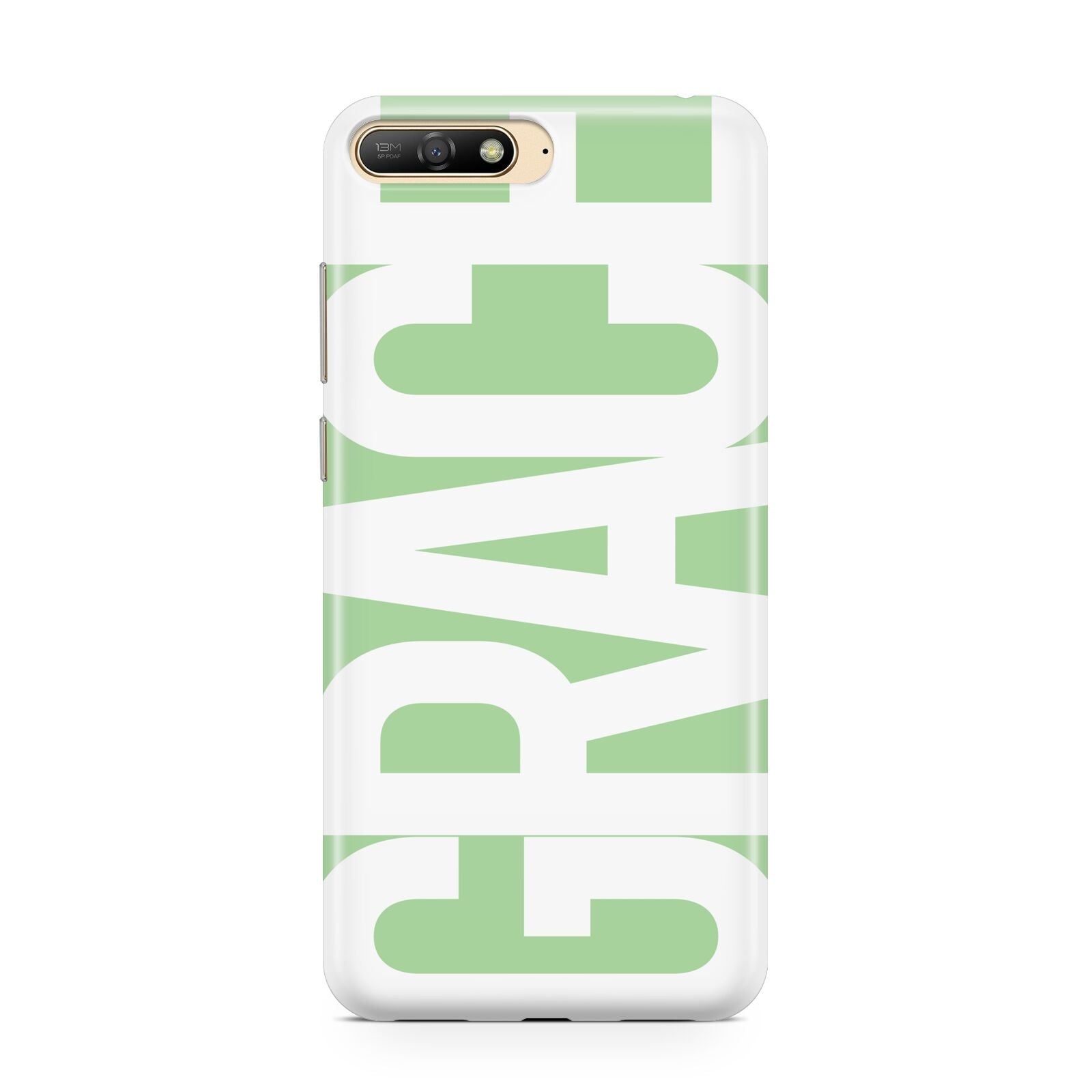 Pale Green with Bold White Text Huawei Y6 2018