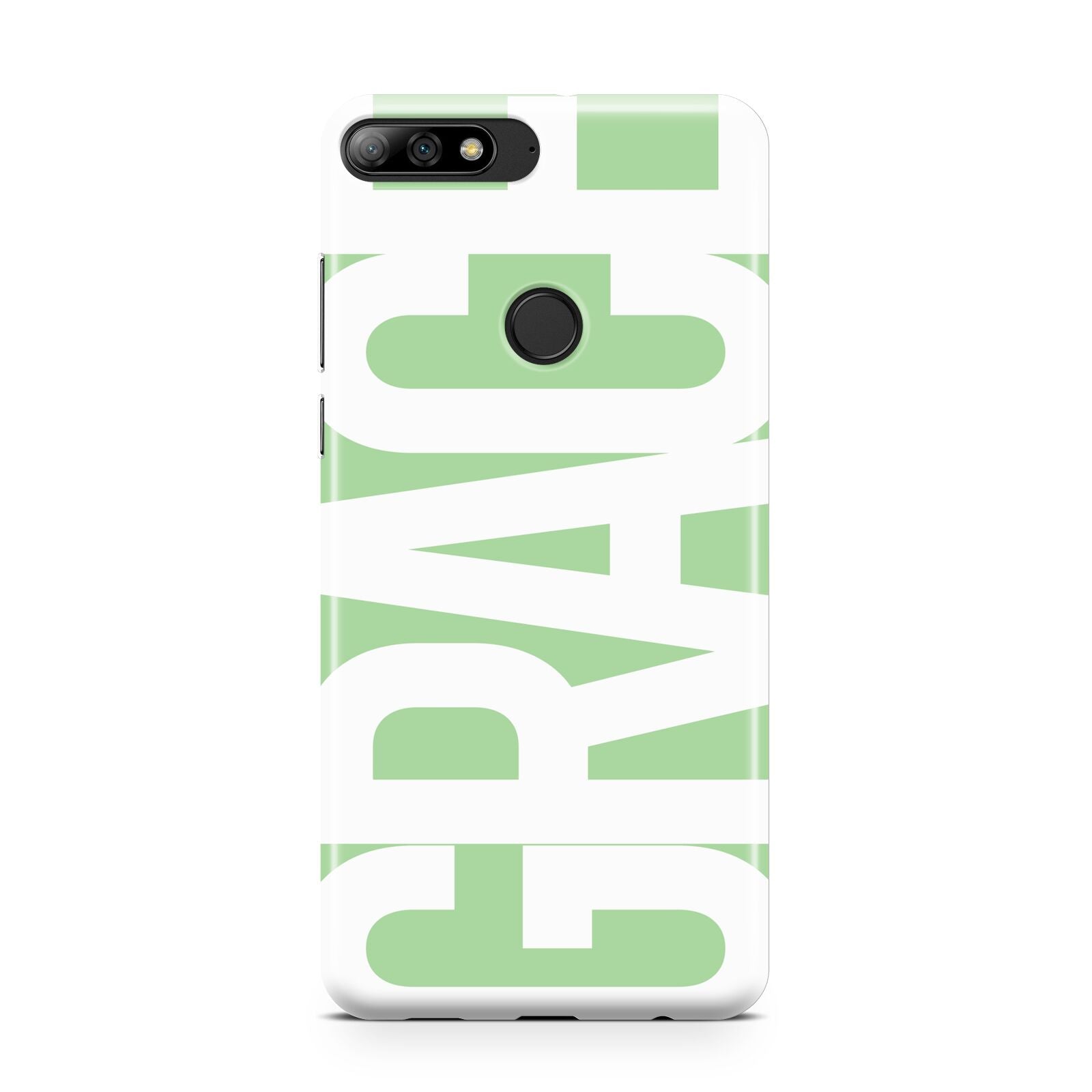 Pale Green with Bold White Text Huawei Y7 2018