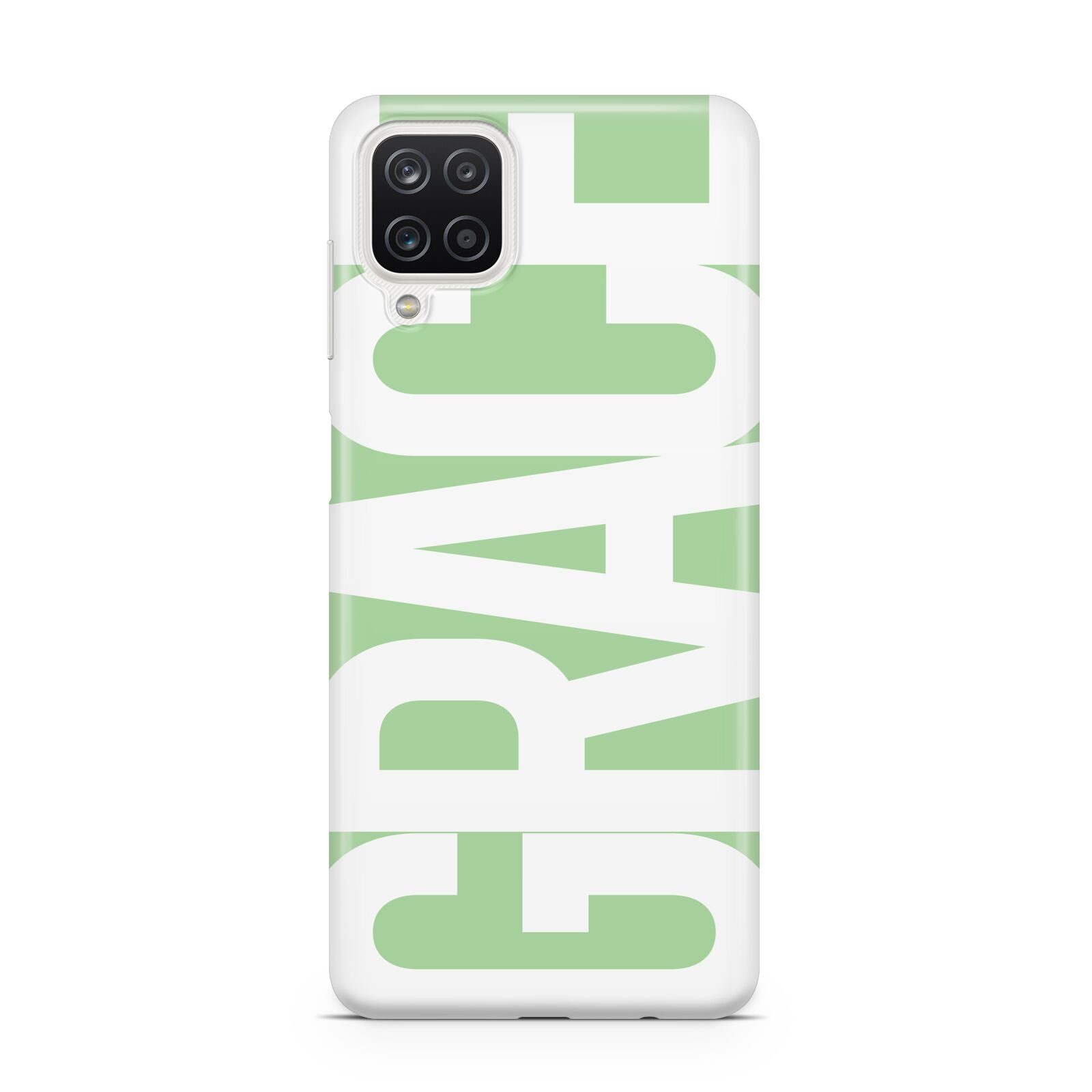 Pale Green with Bold White Text Samsung A12 Case