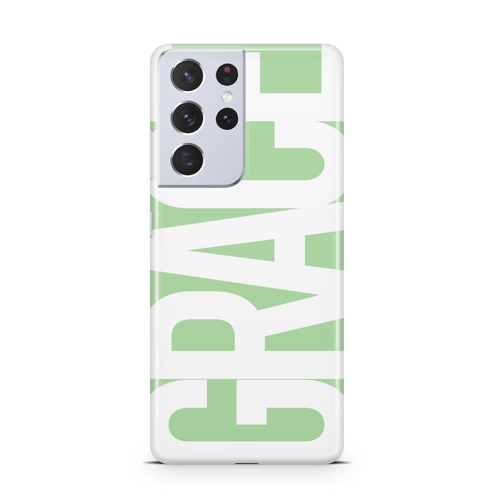 Pale Green with Bold White Text Samsung S21 Ultra Case