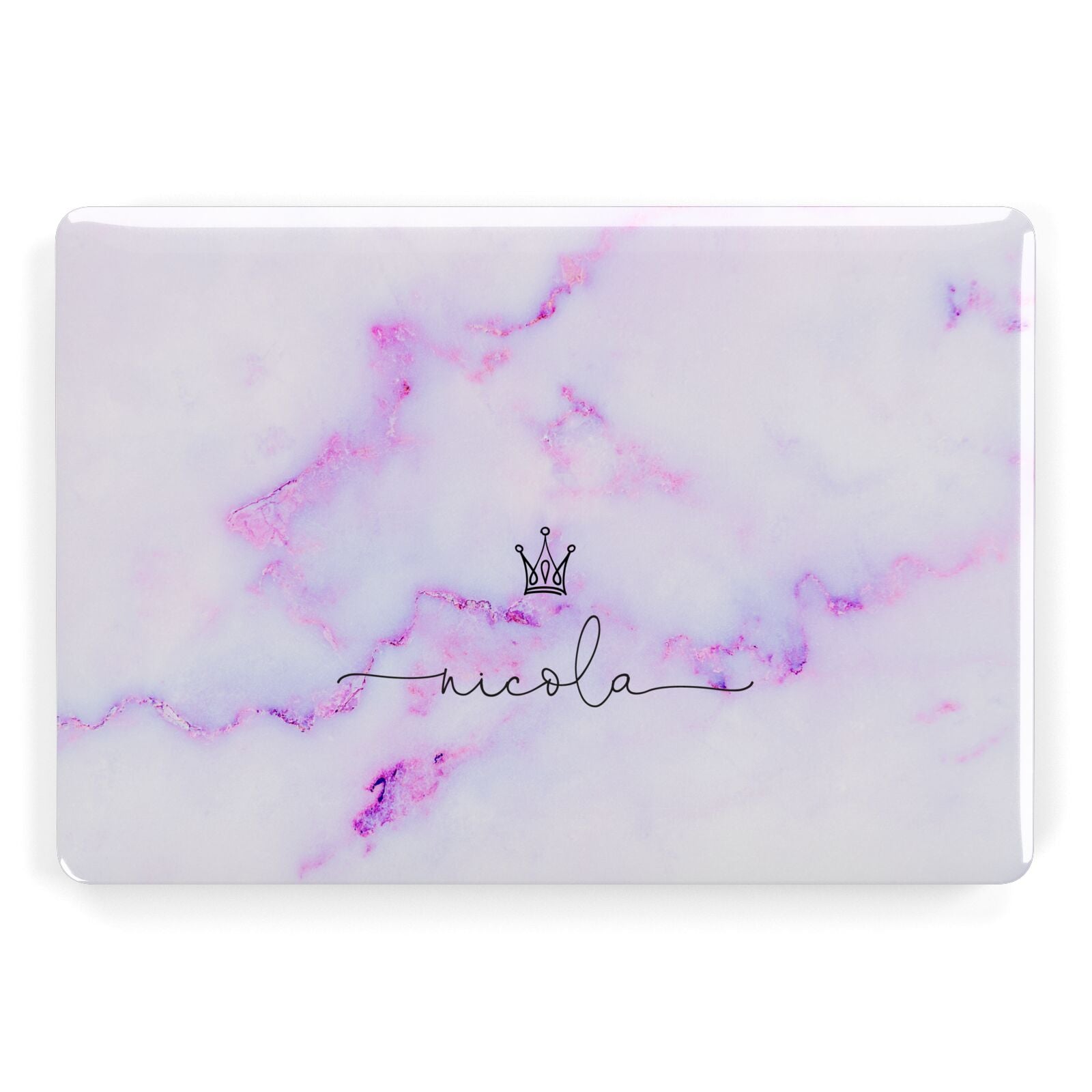 Pale Purple Glitter Marble with Crowned Name Apple MacBook Case