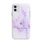 Pale Purple Glitter Marble with Crowned Name Apple iPhone 11 in White with Bumper Case