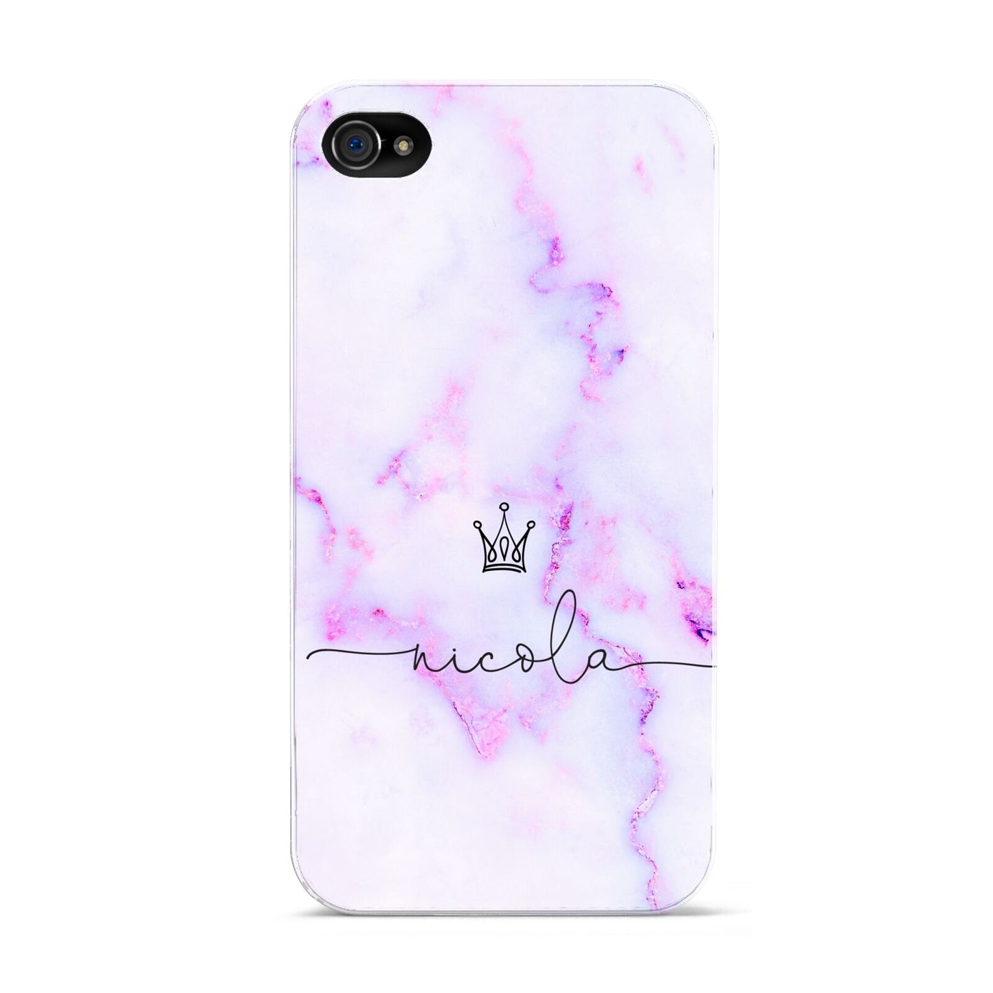Pale Purple Glitter Marble with Crowned Name Apple iPhone 4s Case
