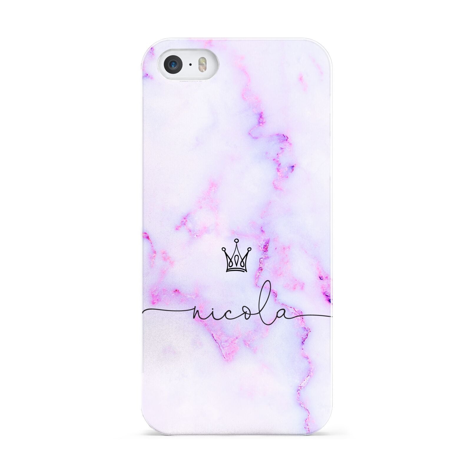 Pale Purple Glitter Marble with Crowned Name Apple iPhone 5 Case