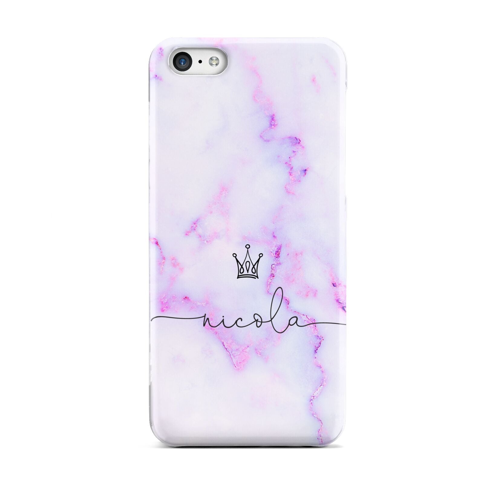 Pale Purple Glitter Marble with Crowned Name Apple iPhone 5c Case