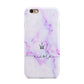 Pale Purple Glitter Marble with Crowned Name Apple iPhone 6 3D Tough Case