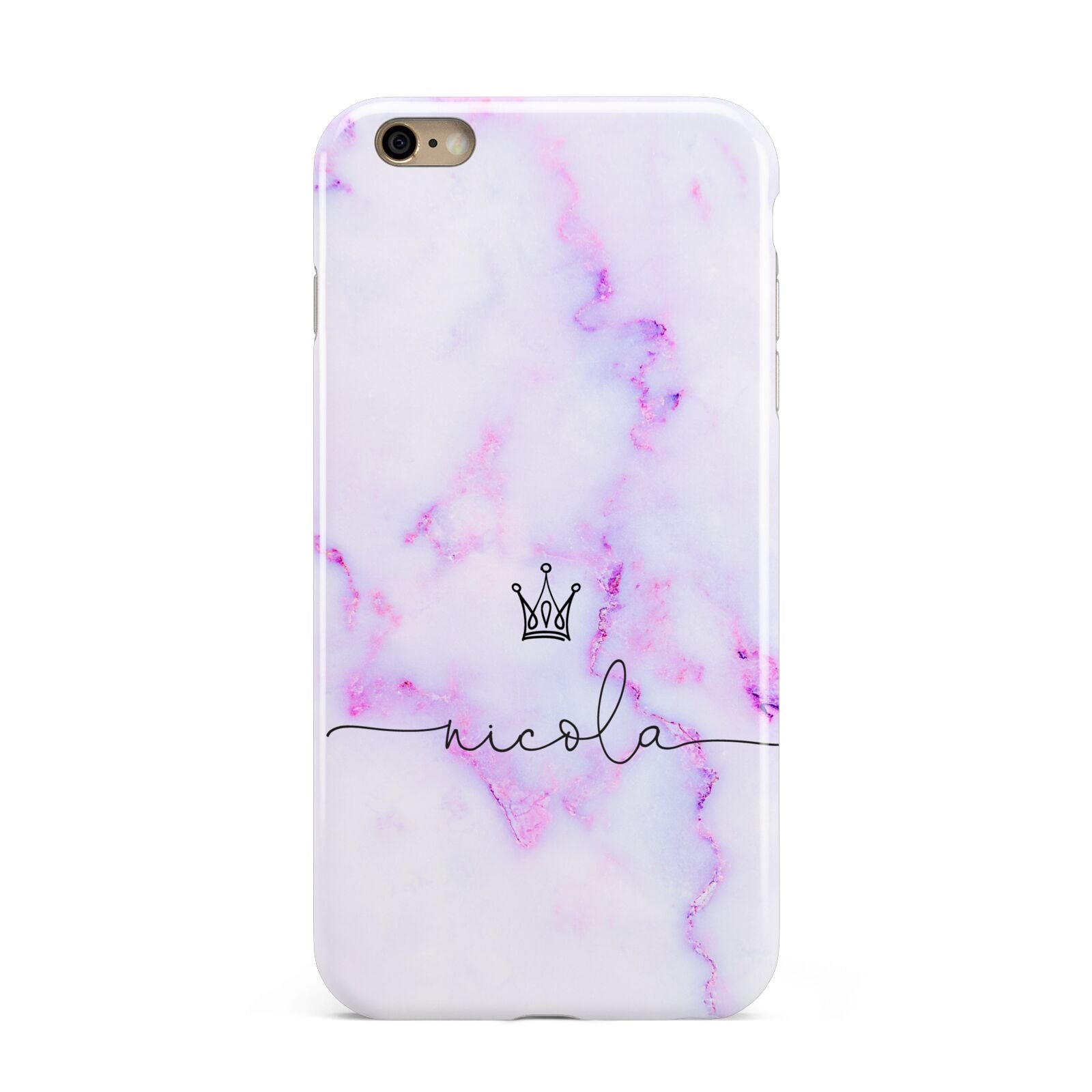 Pale Purple Glitter Marble with Crowned Name Apple iPhone 6 Plus 3D Tough Case