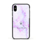 Pale Purple Glitter Marble with Crowned Name Apple iPhone Xs Impact Case Black Edge on Black Phone